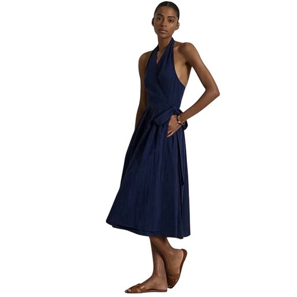 Polo by Ralph Lauren Dresses & Skirts - Polo Ralph Lauren
Navy Cotton Halter Wrap Dress
Women’s Size 6 Classic NWT